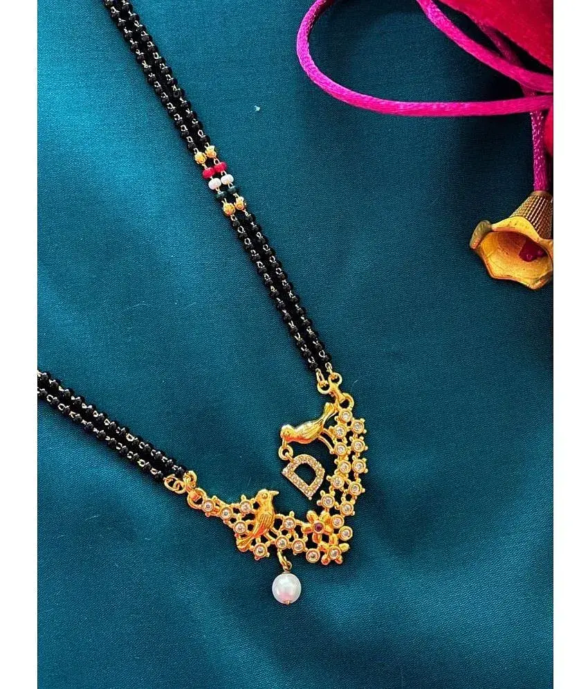 Long Mangalsutra Designs D letter mangalsutra pendant alphabet gold name mangalsutra design naam wale mangalsutra personalised wife husband name couple name mangalsutra design Love Birds Mangalsutra N...