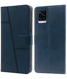 NBOX - Blue Artificial Leather Flip Cover Compatible For Vivo Y73 ( Pack of 1 )