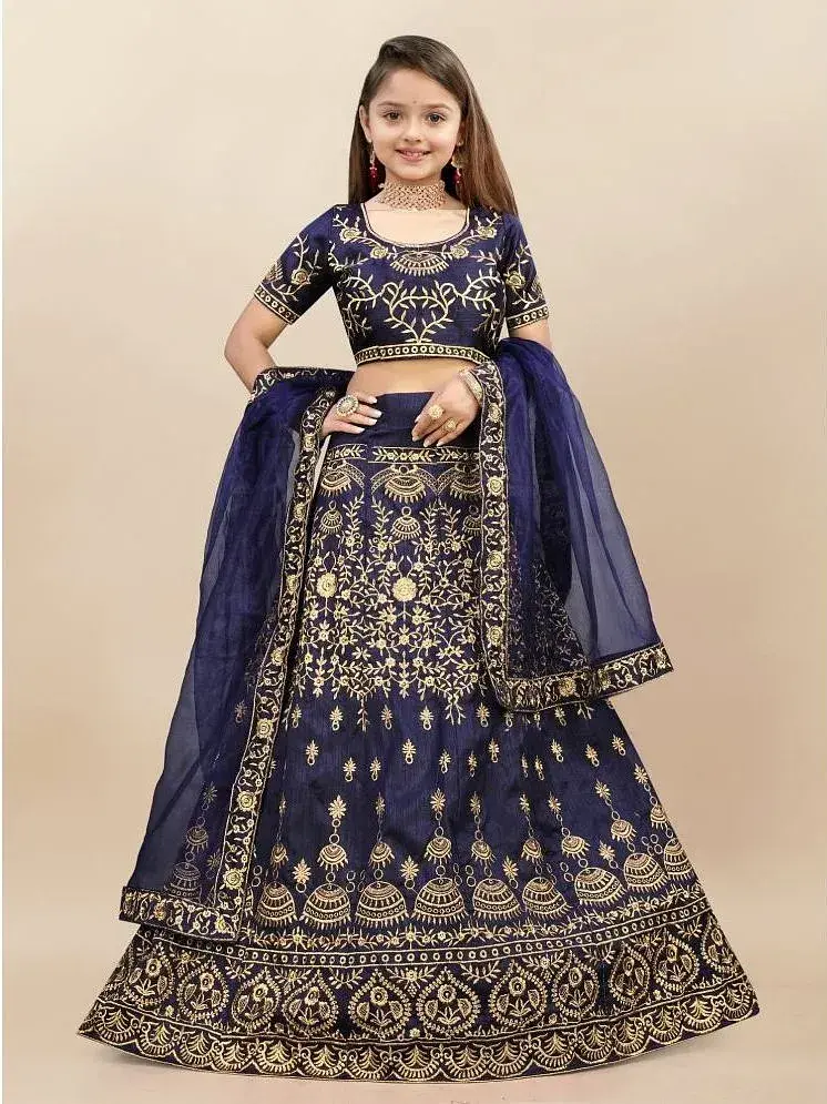 A TO Z CART Blue Silk Girls Lehenga Choli Set Pack of 1 Buy A TO Z CART Blue Silk Girls Lehenga Choli Set Pack of 1 Online at Low Price Snapdeal